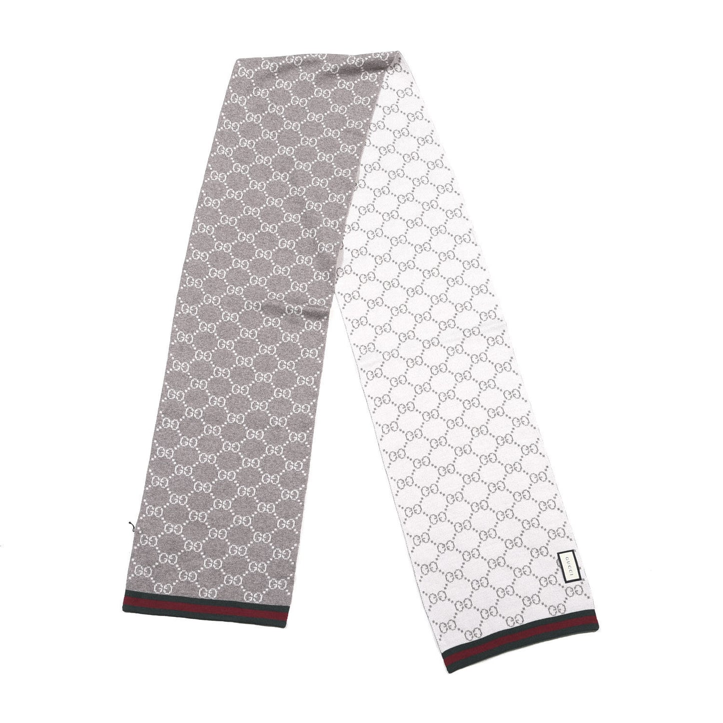 Wool Tricot GG Monogram Web Solange Scarf Coffee Ivory
