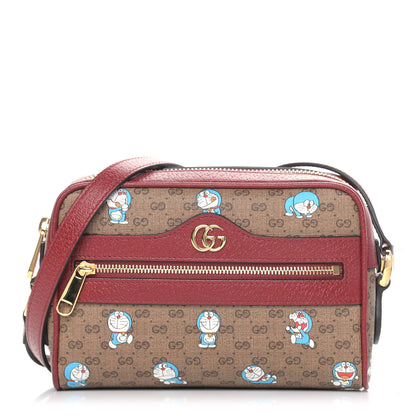 Gucci X DORAEMON Mini Vintage GG Supreme Monogram Camera Bag Beige Cherry Red 1 of 9