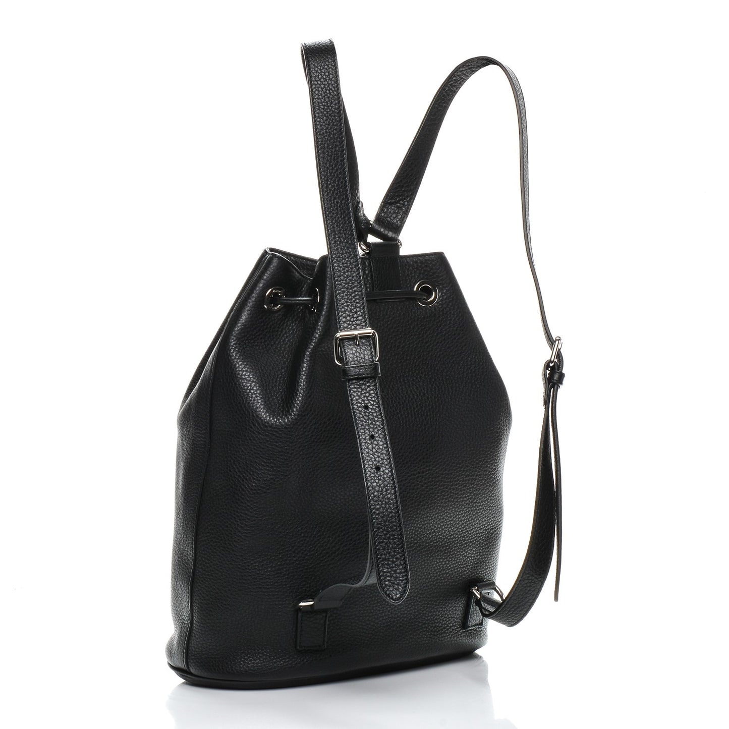 Pebbled Calfskin Small Soho Drawstring Backpack Black