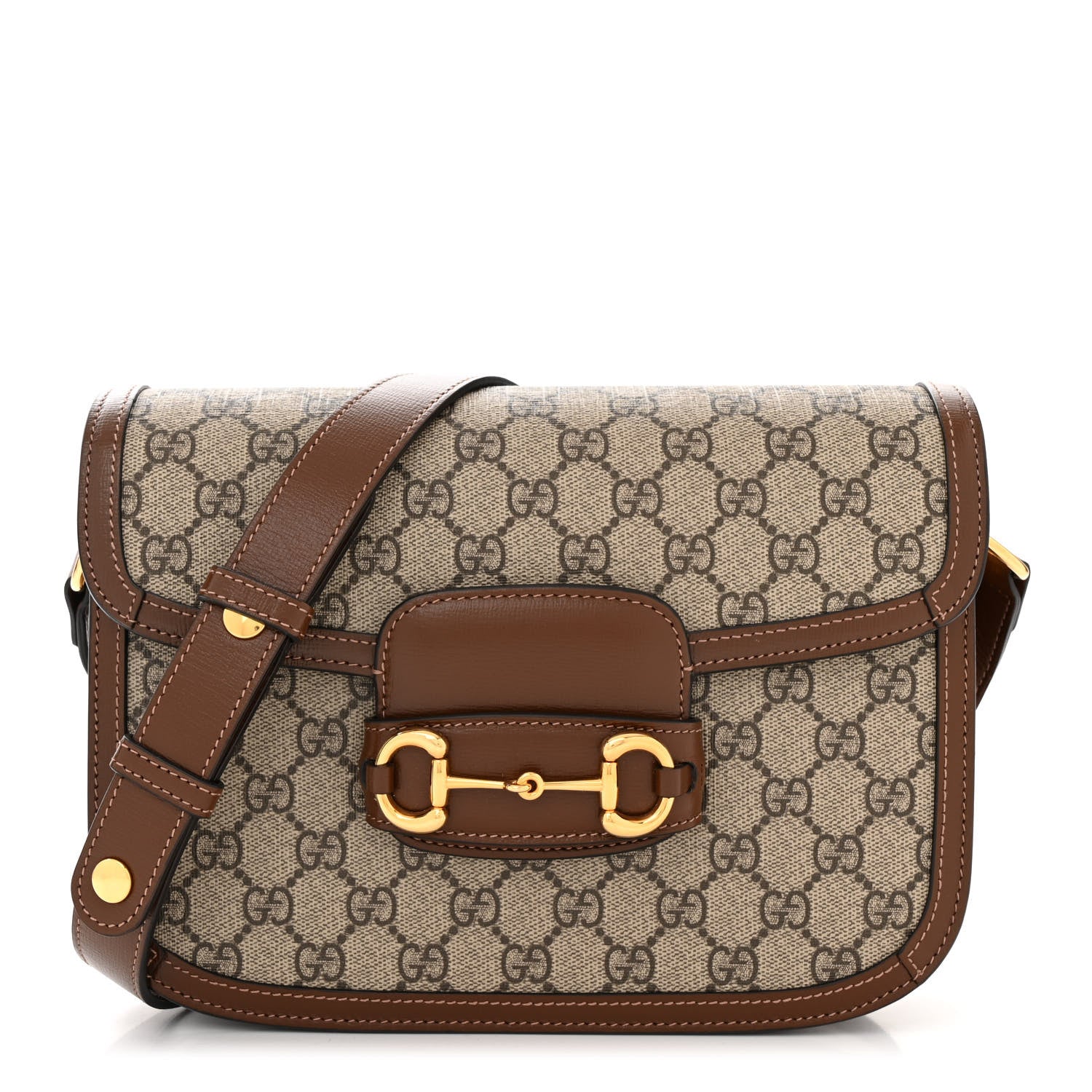 Gucci GG Supreme Monogram Horsebit 1955 Shoulder Bag Beige Brown Sugar 1 of 10