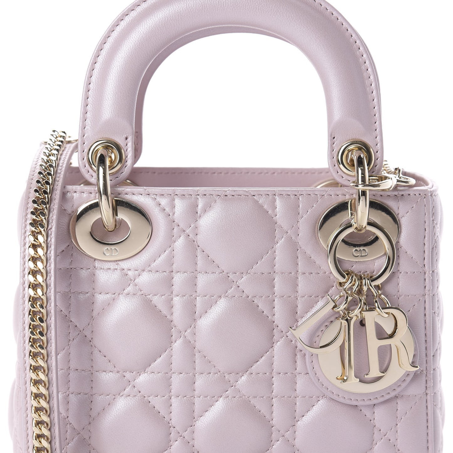 Metallic Lambskin Cannage Mini Lady Dior Lotus