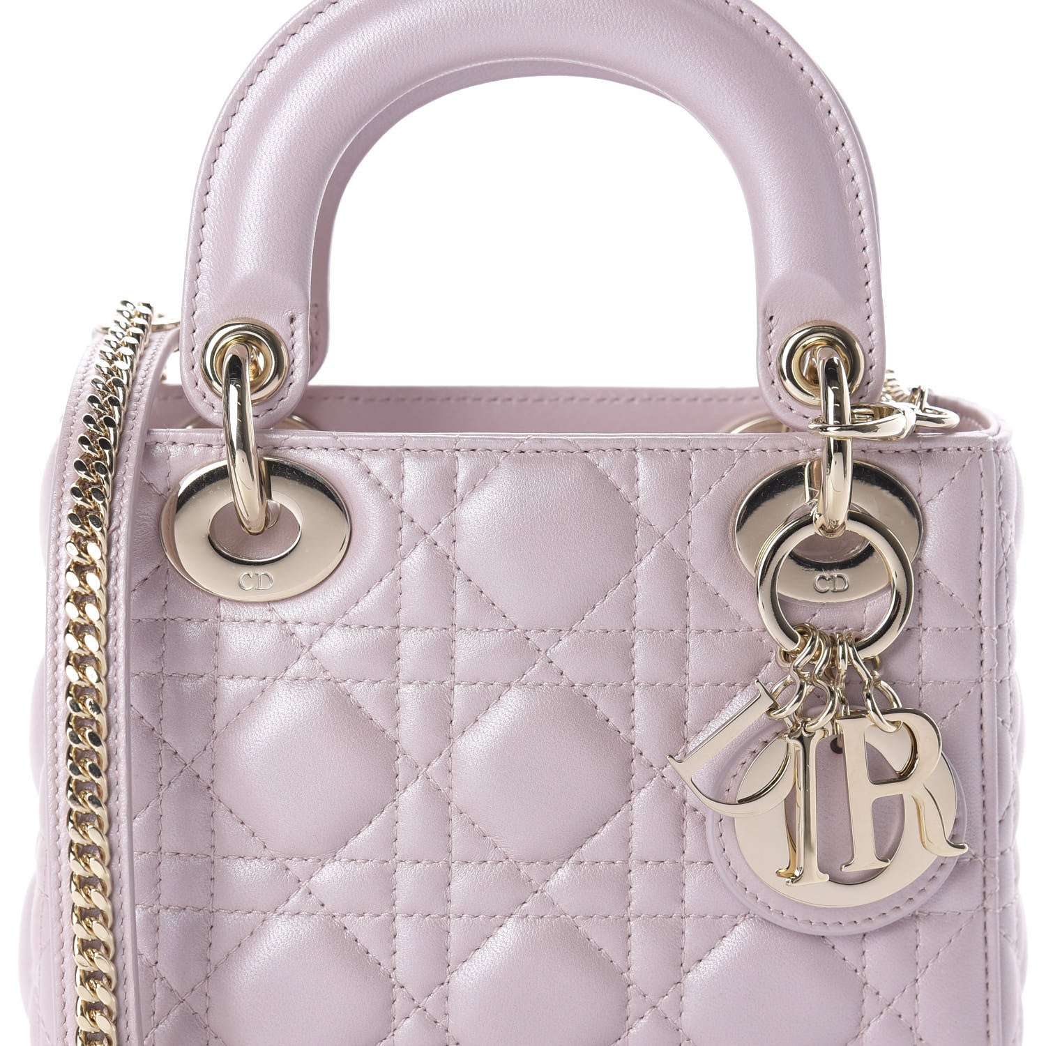 Christian Dior Metallic Lambskin Cannage Mini Lady Dior Lotus 11 of 11