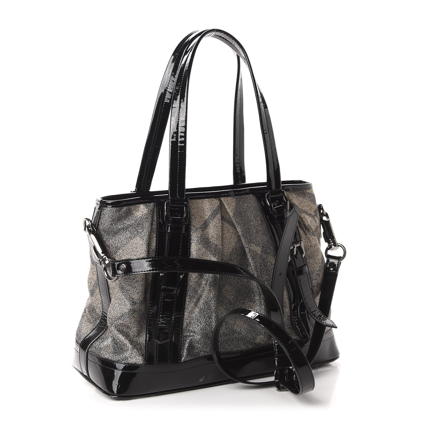 Shimmer Check Degrade Medium Tote Black