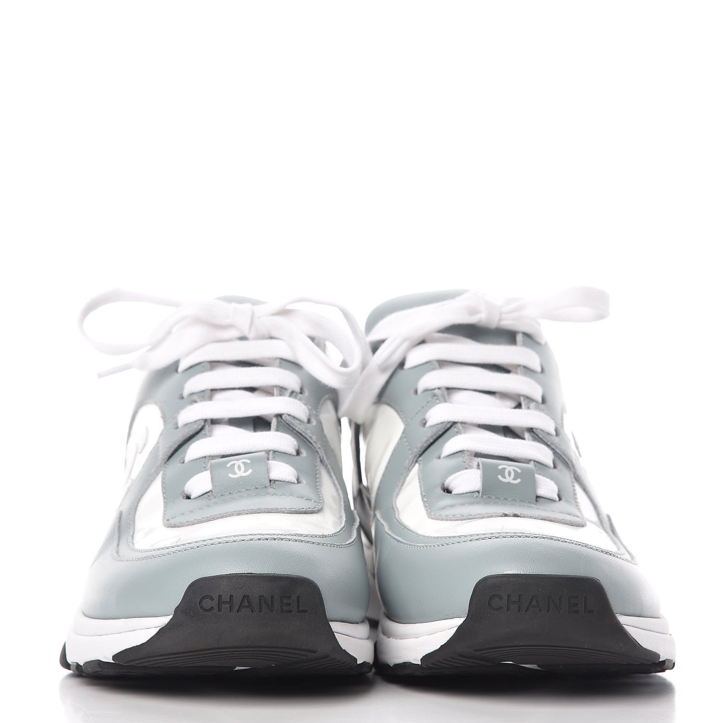 Patent Calfskin CC Womens Sneakers 37 White Light Blue