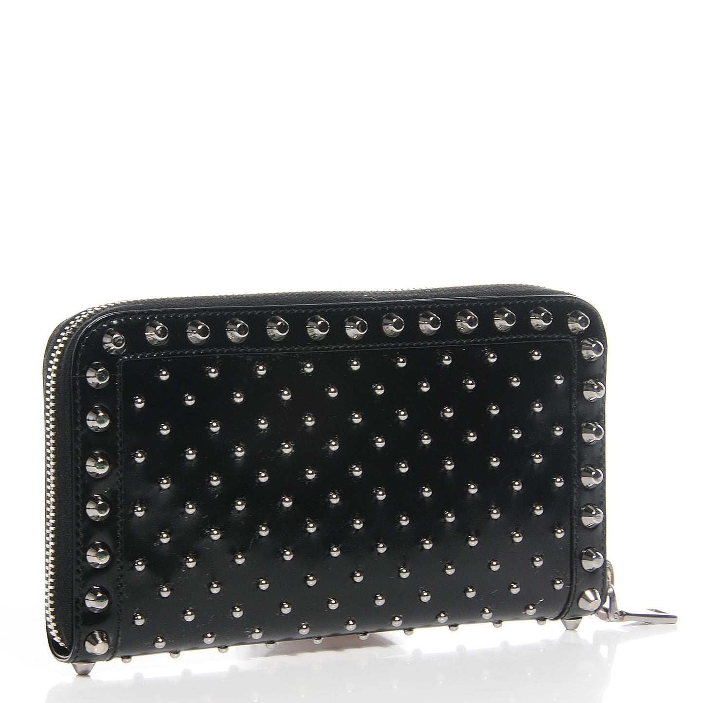 Spazzolato Studded Zip Around Wallet Black
