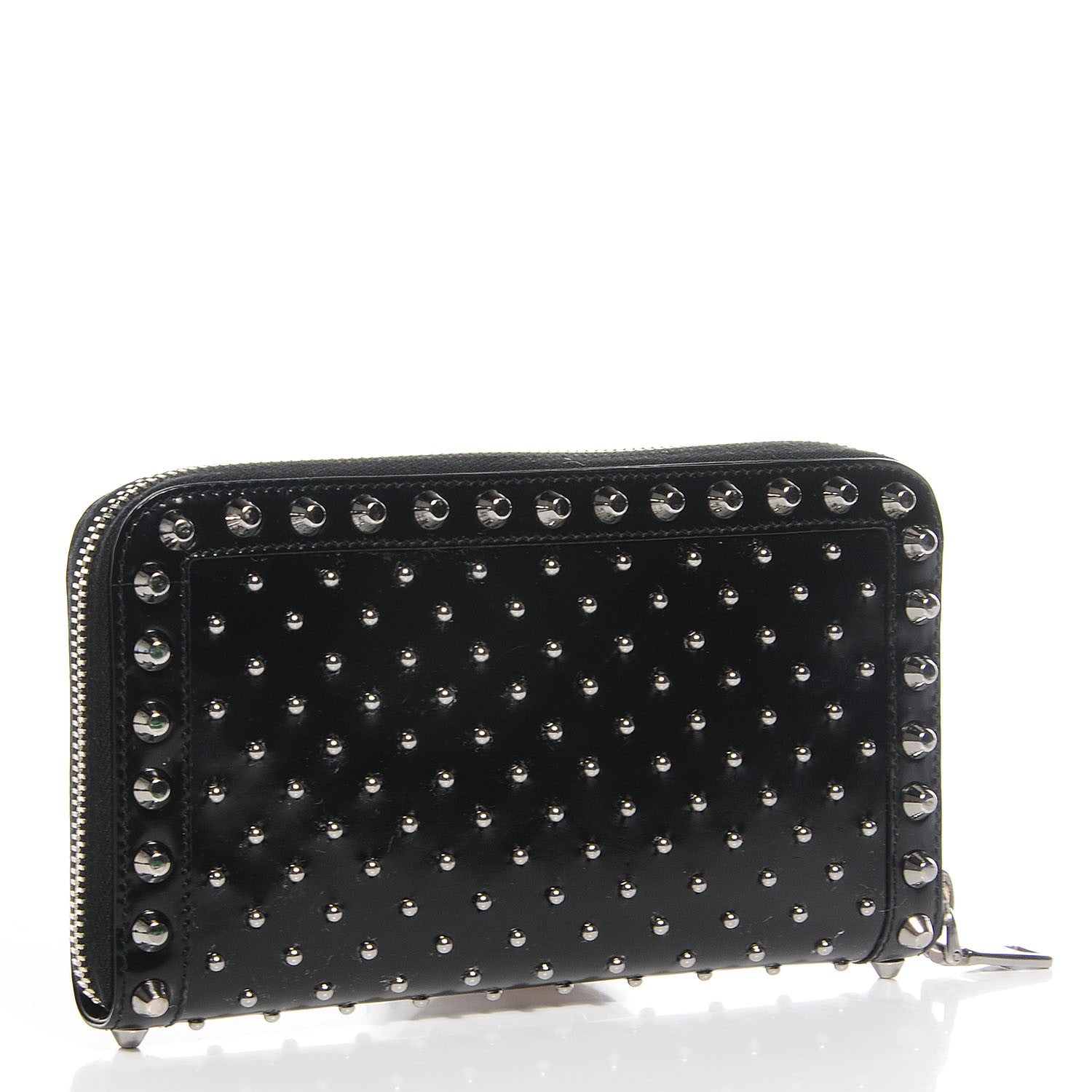 Prada Spazzolato Studded Zip Around Wallet Black 3 of 8