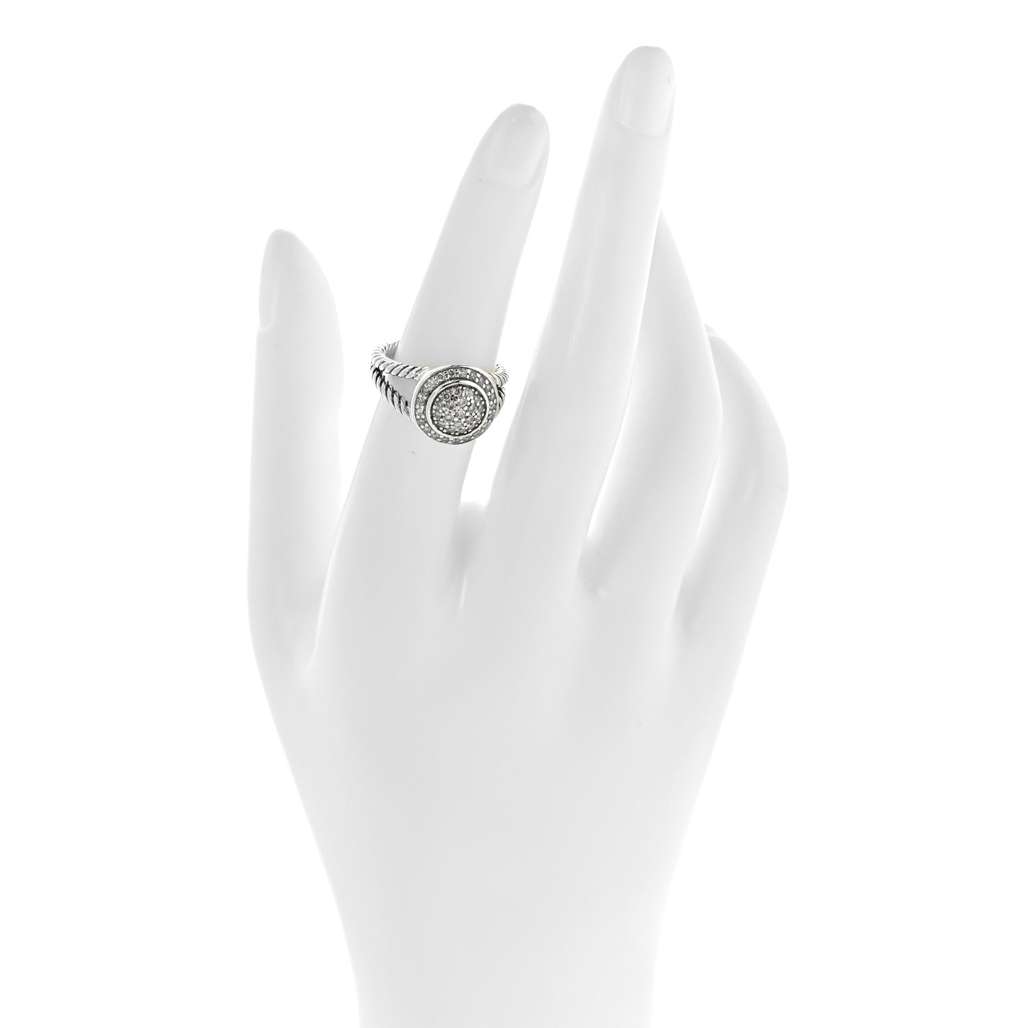 David Yurman Sterling Silver Diamond 8mm Petite Cerise Pave Ring 53 6.25 2 of 5