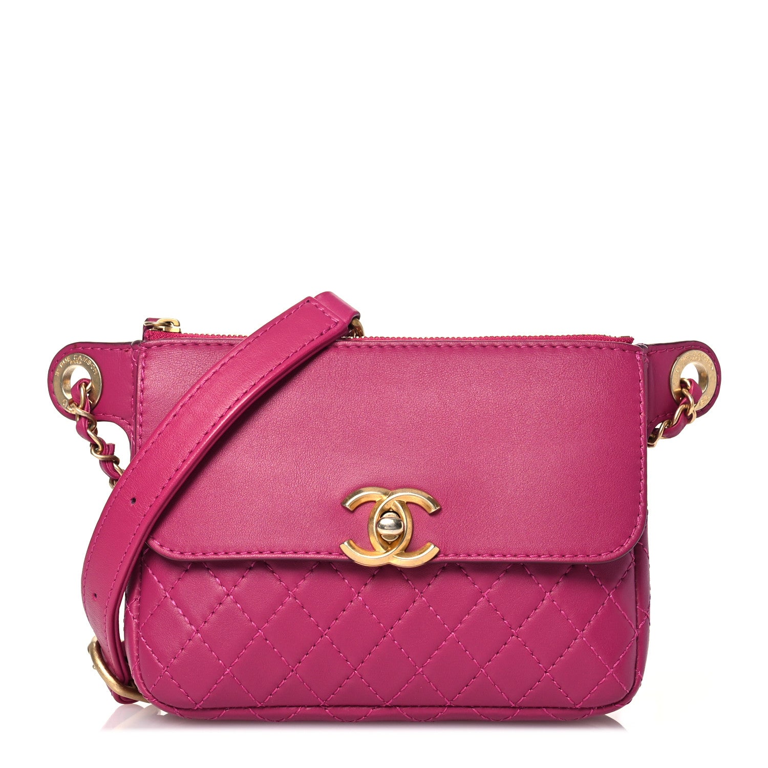 Chanel Calfskin Quilted Waist Bag With Coin Purse Fuchsia 1 of 11