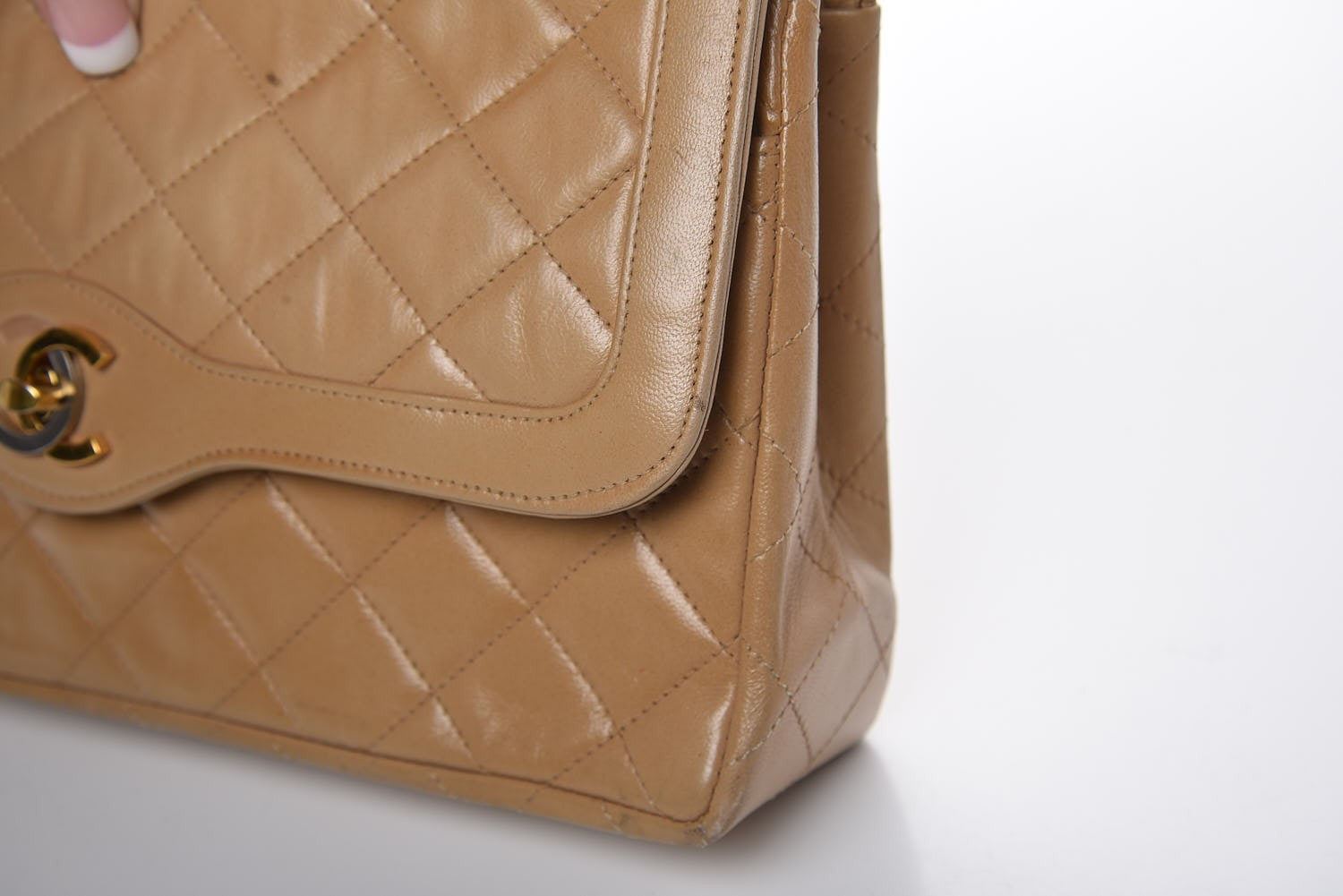 Chanel Lambskin Quilted Medium Single Flap Beige 14 of 22