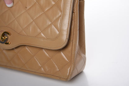 Chanel Lambskin Quilted Medium Single Flap Beige 14 of 22