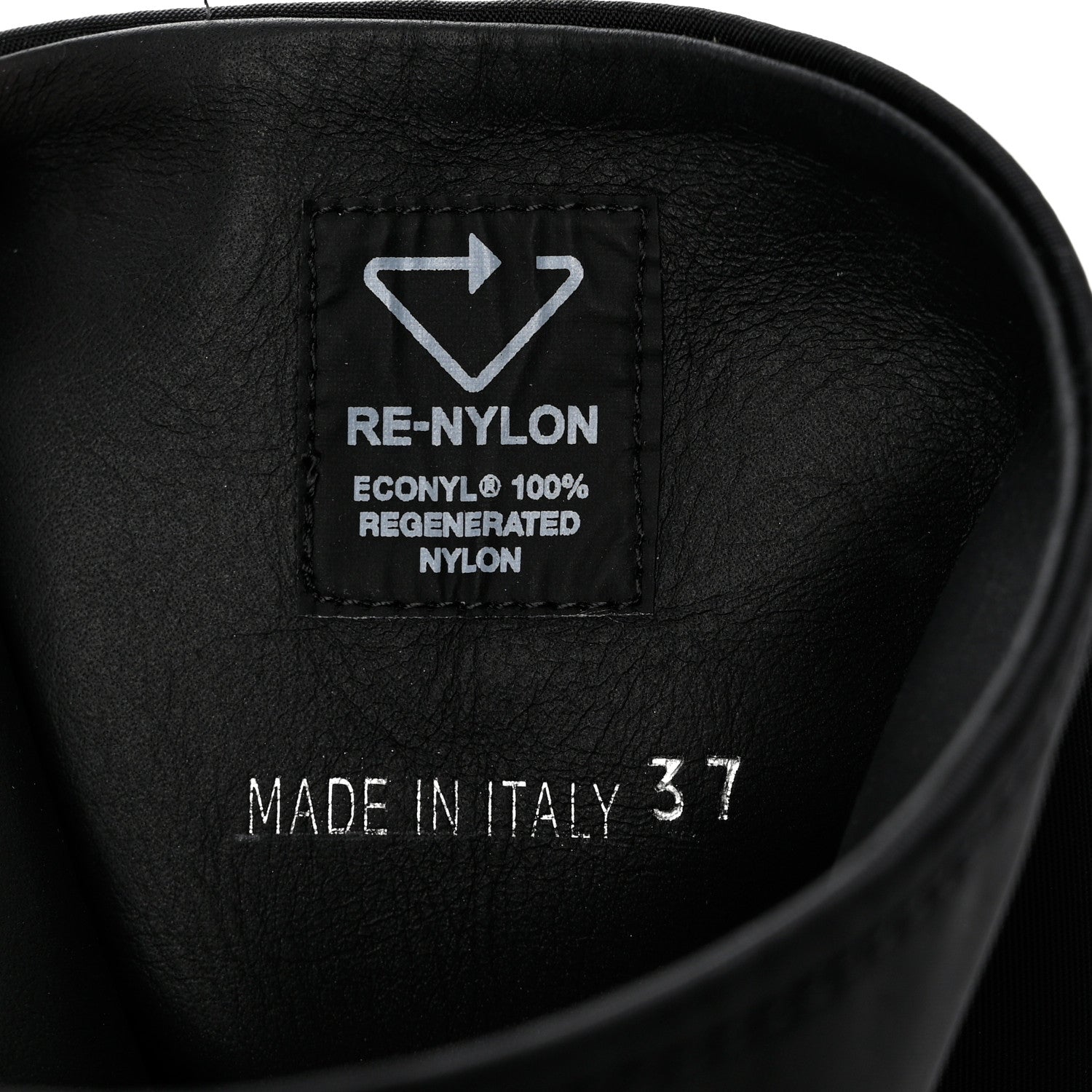 Prada Spazzolato Rois Re-Nylon Metal Triangle Logo Monolith Pouch Pocket 55mm Tall Boots 37 Black 7 of 8