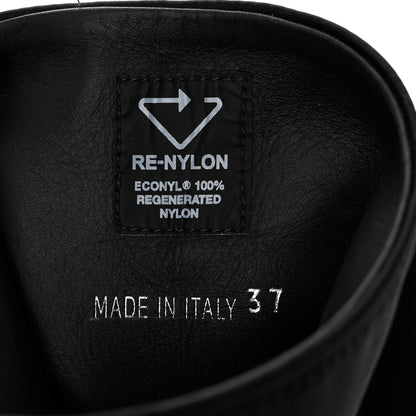 Prada Spazzolato Rois Re-Nylon Metal Triangle Logo Monolith Pouch Pocket 55mm Tall Boots 37 Black 7 of 8