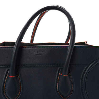Celine Drummed Leather Medium Phantom Luggage Royal Blue Orange Trim 8 of 10