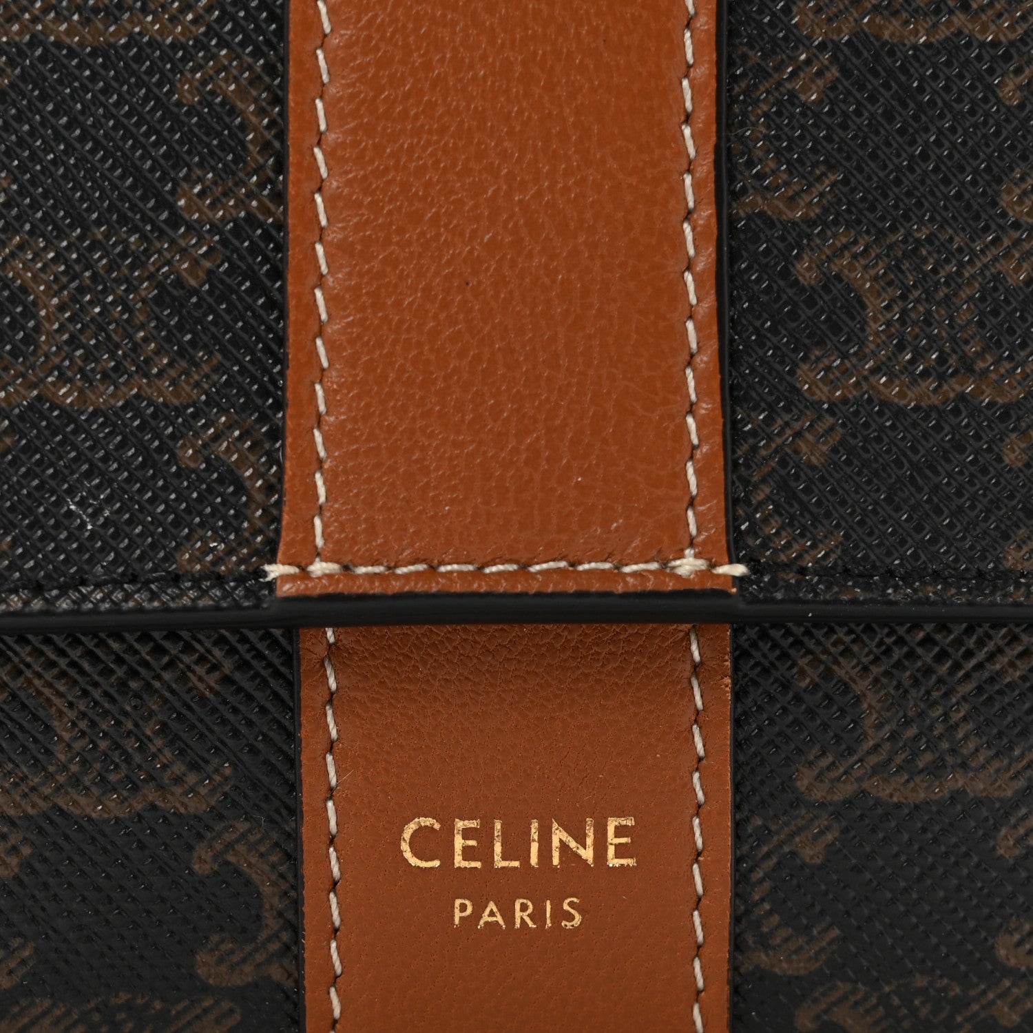 Celine Canvas Triomphe Lambskin Folded Compact Wallet Tan 6 of 10