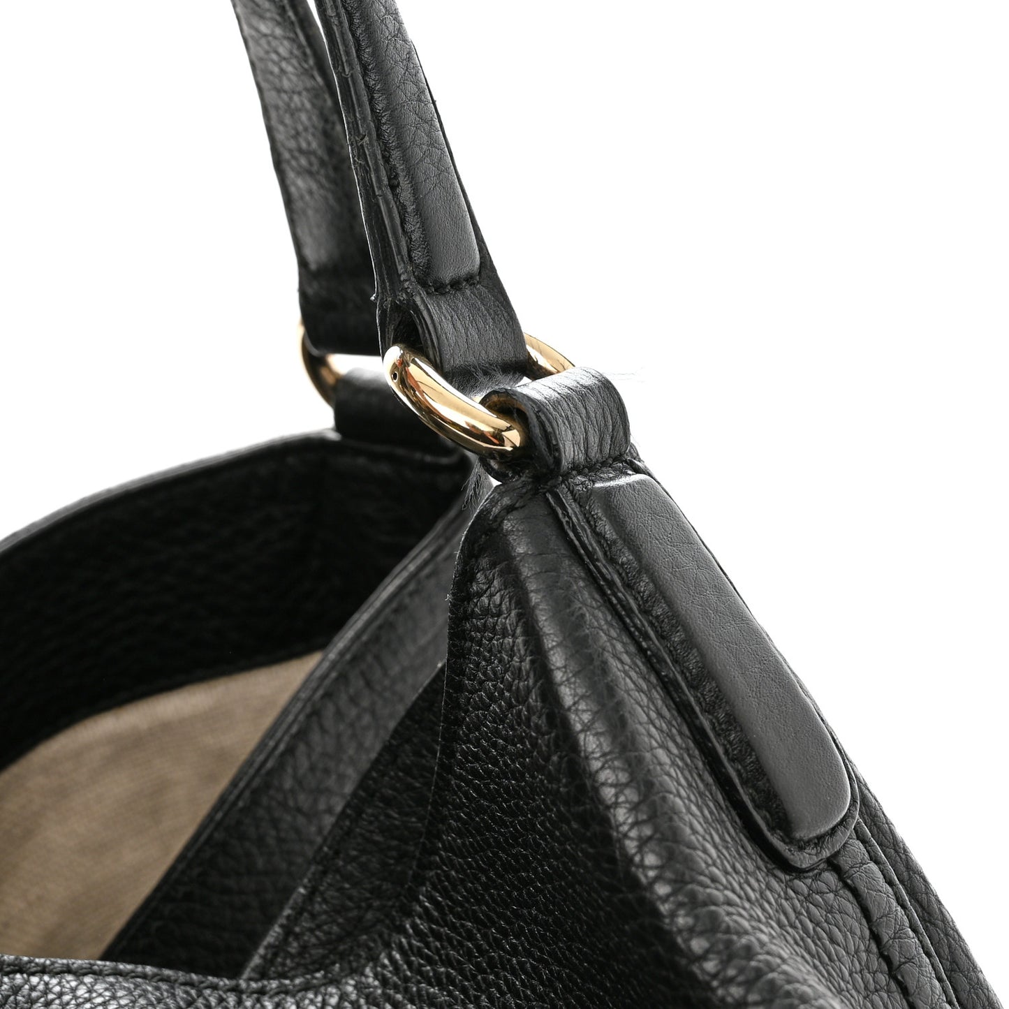 Pebbled Calfskin Large Soho Shoulder Bag Black