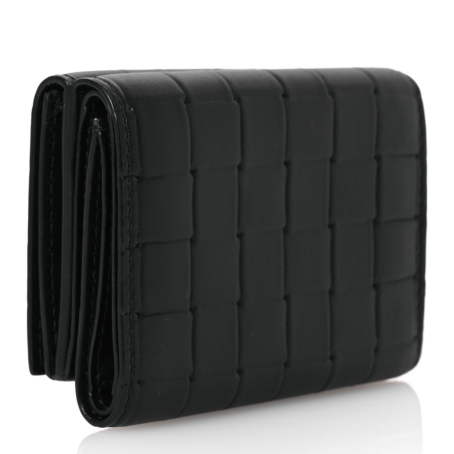 Nappa Intrecciato Tri-Fold Wallet Black