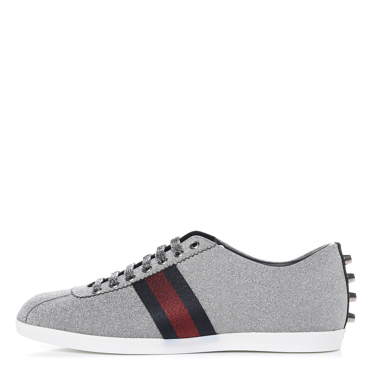 Glitter Fabric Studded Web Mens Sneakers 8.5 Silver