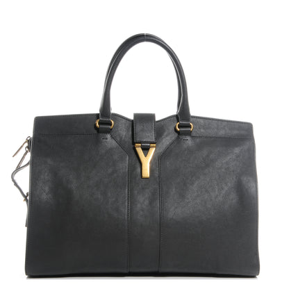 Saint Laurent Leather Large Cabas Chyc Grey 1 of 9