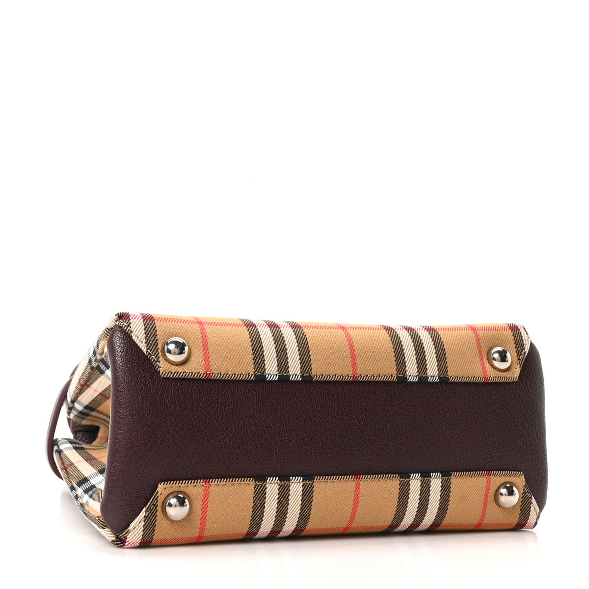 Goatskin Vintage Check Small Banner Tote Deep Claret