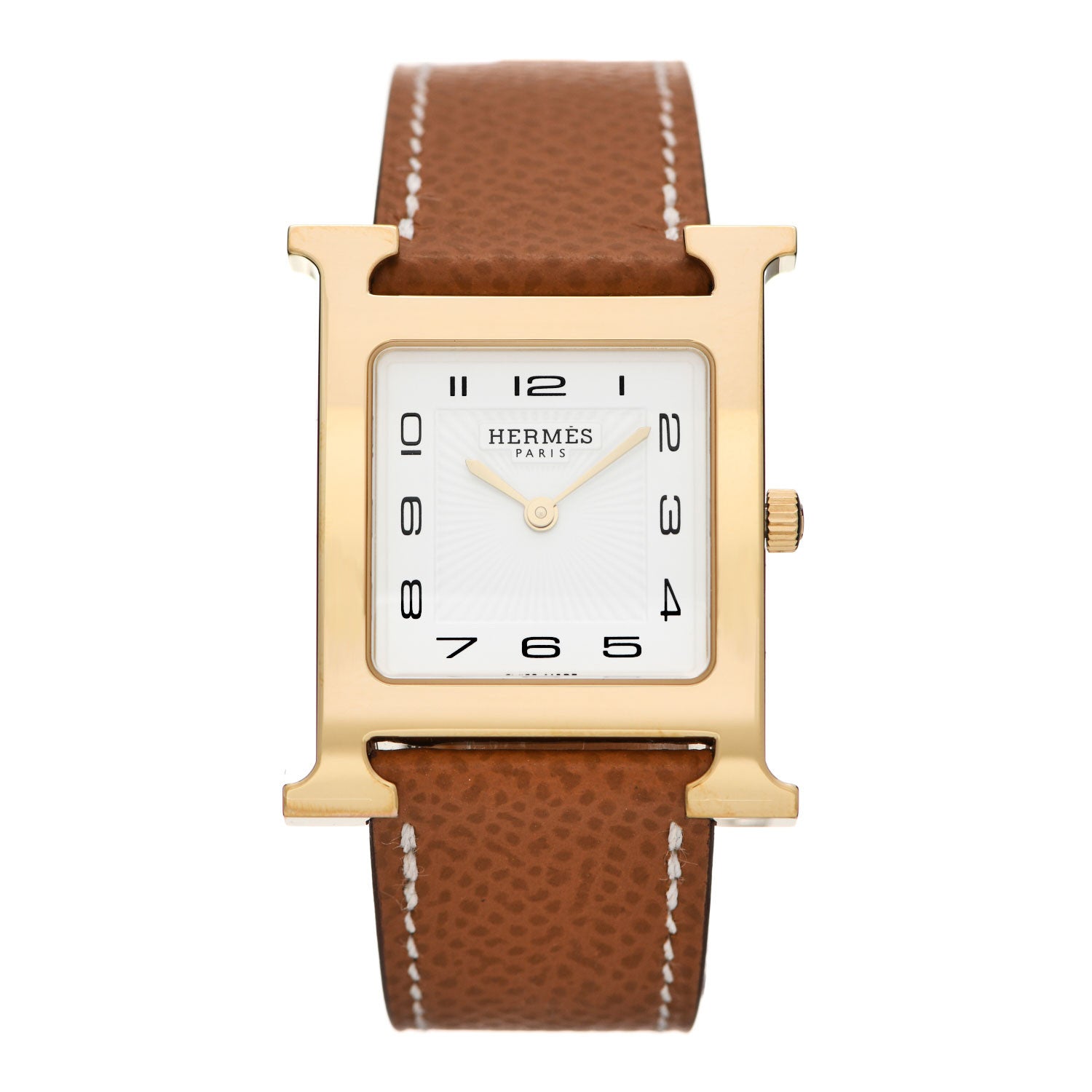 Hermes Stainless Steel Epsom 26mm Heure H Hour Quartz Watch Gold 1 of 5