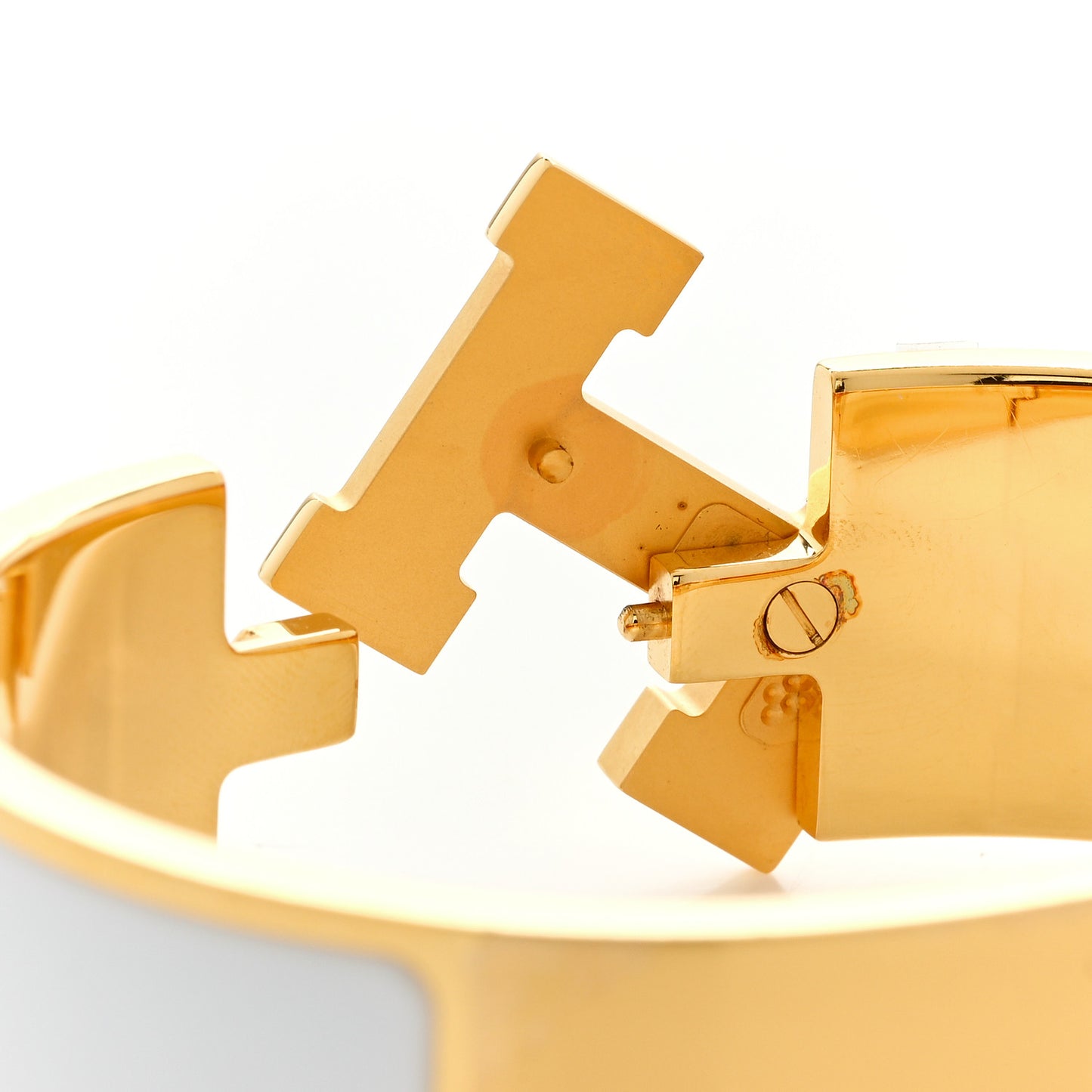 Enamel Wide Clic Clac H Bracelet GM White
