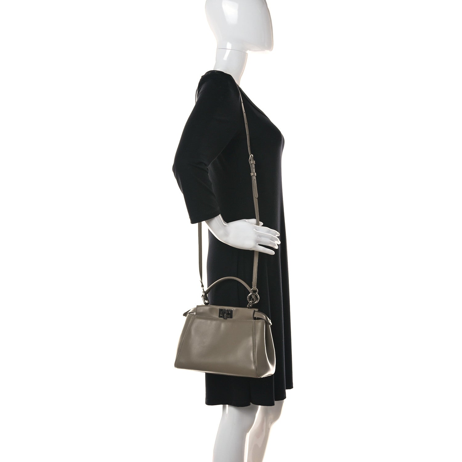 Fendi Nappa Mini Peekaboo Iconic Satchel Tortora 2 of 13