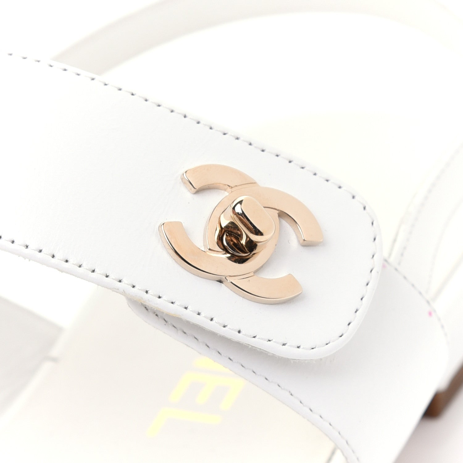 Chanel Lambskin CC Thong Sandals 37 White 10 of 20