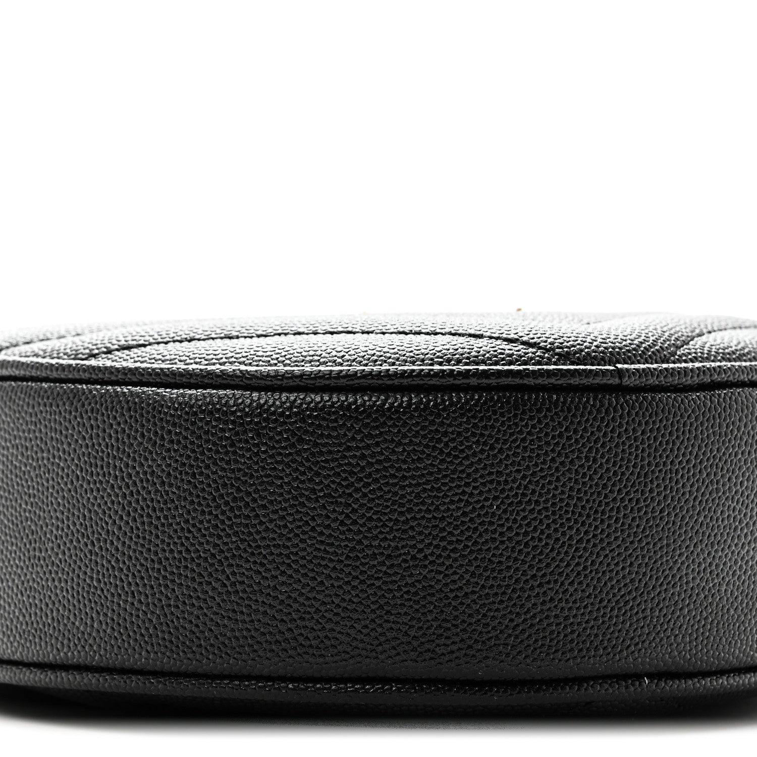 Saint Laurent Grain De Poudre Matelasse Chevron Quilted Round Vinyle Camera Bag Black 8 of 9
