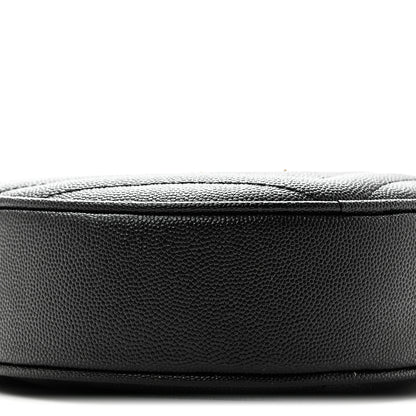 Saint Laurent Grain De Poudre Matelasse Chevron Quilted Round Vinyle Camera Bag Black 8 of 9