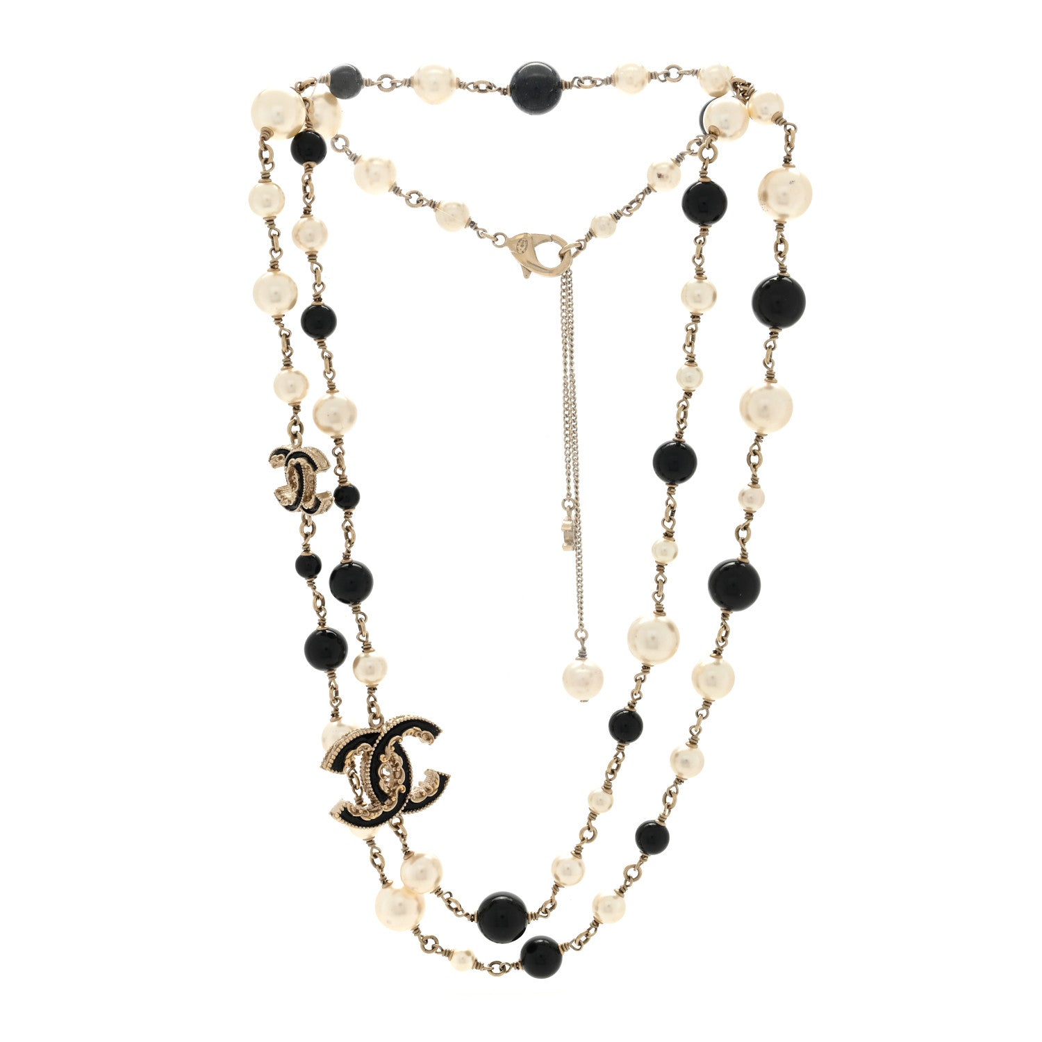 Chanel Pearl Beaded CC Long Necklace Black 2 of 3