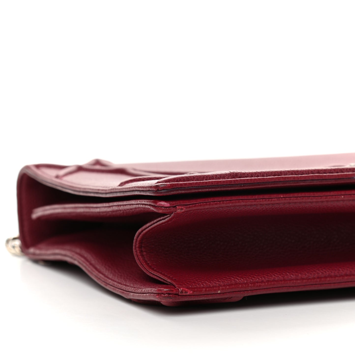 Grained Calfskin Large Diorama Flap Bag Burgundy