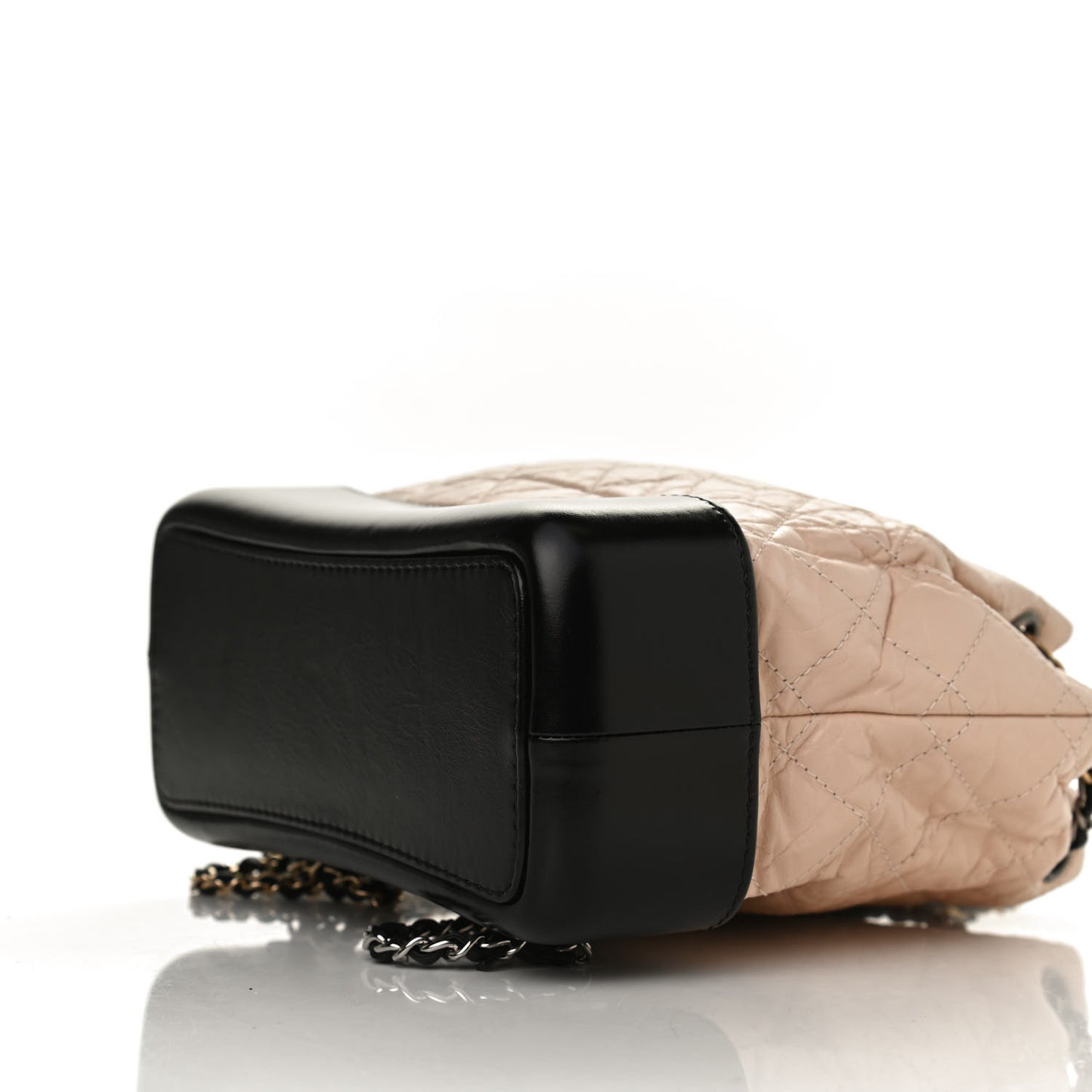 Aged Calfskin Quilted Small Gabrielle Backpack Beige Black