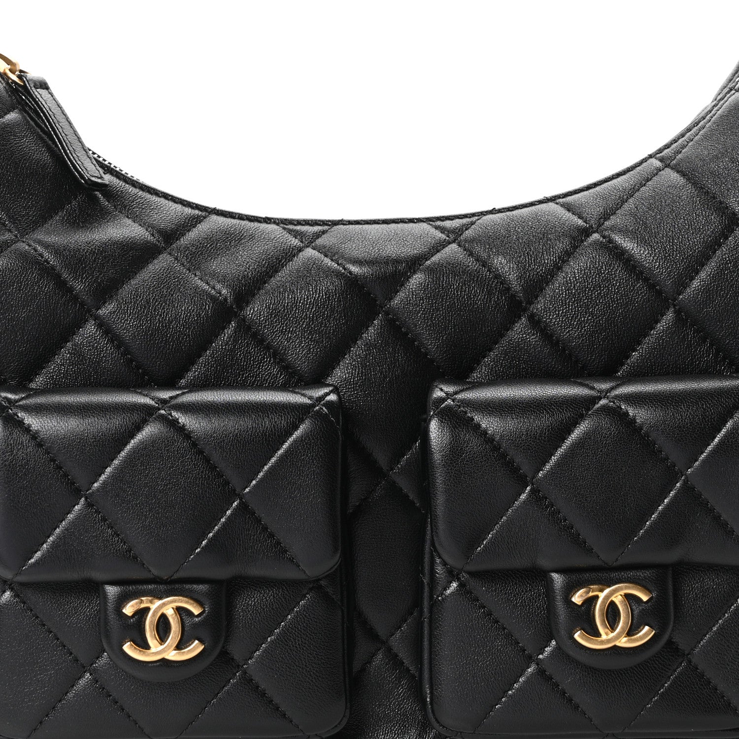 Chanel Shiny Lambskin Quilted Large Trendy Pockets Hobo Black 7 of 10