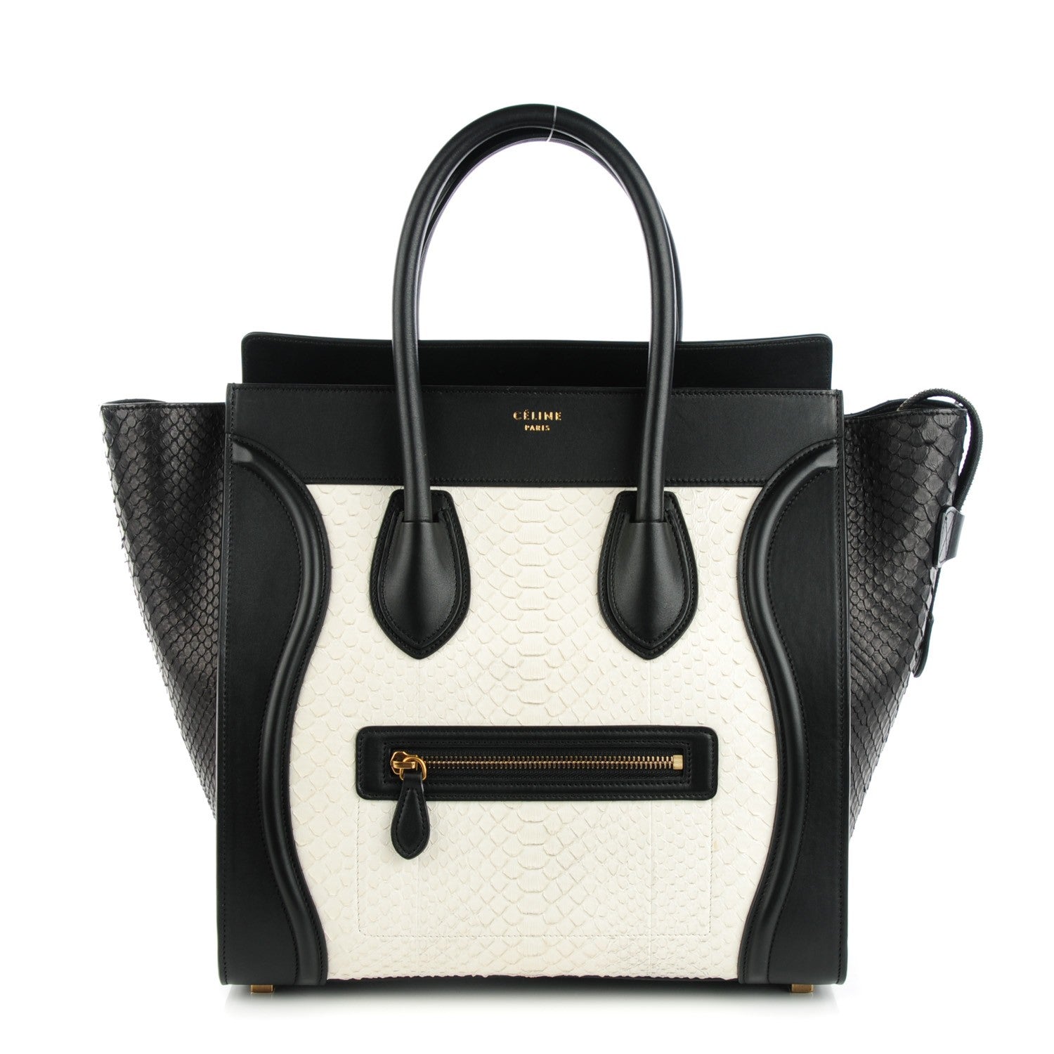 Celine Python Mini Bi-Color Luggage Black White 1 of 9
