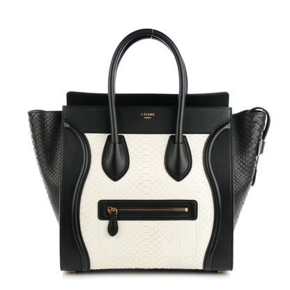 Celine Python Mini Bi-Color Luggage Black White 1 of 9
