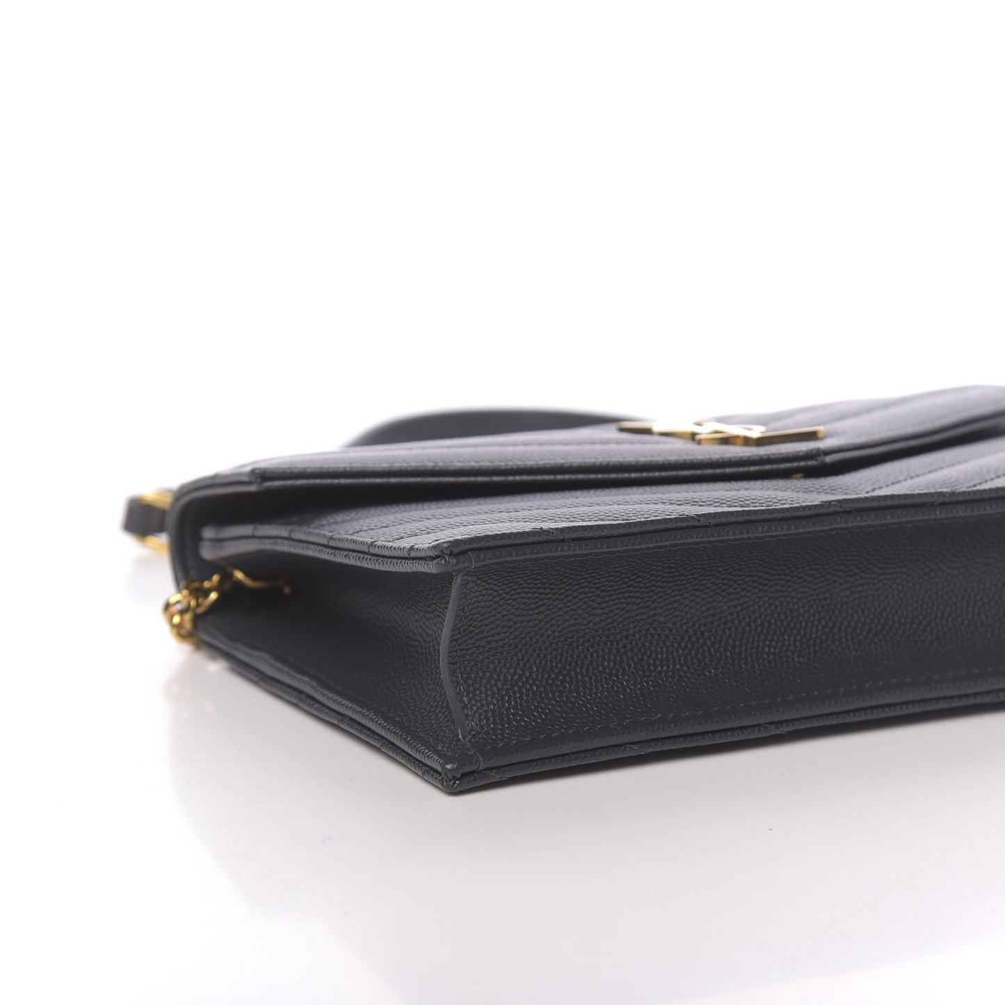 Grain De Poudre Matelasse Chevron Monogram Envelope Chain Wallet Dark Smog