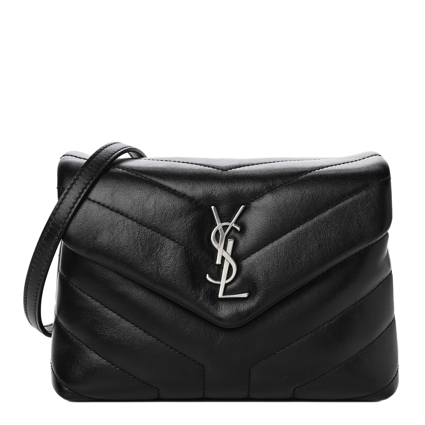 Calfskin Y Quilted Monogram Toy Loulou Crossbody Bag Black