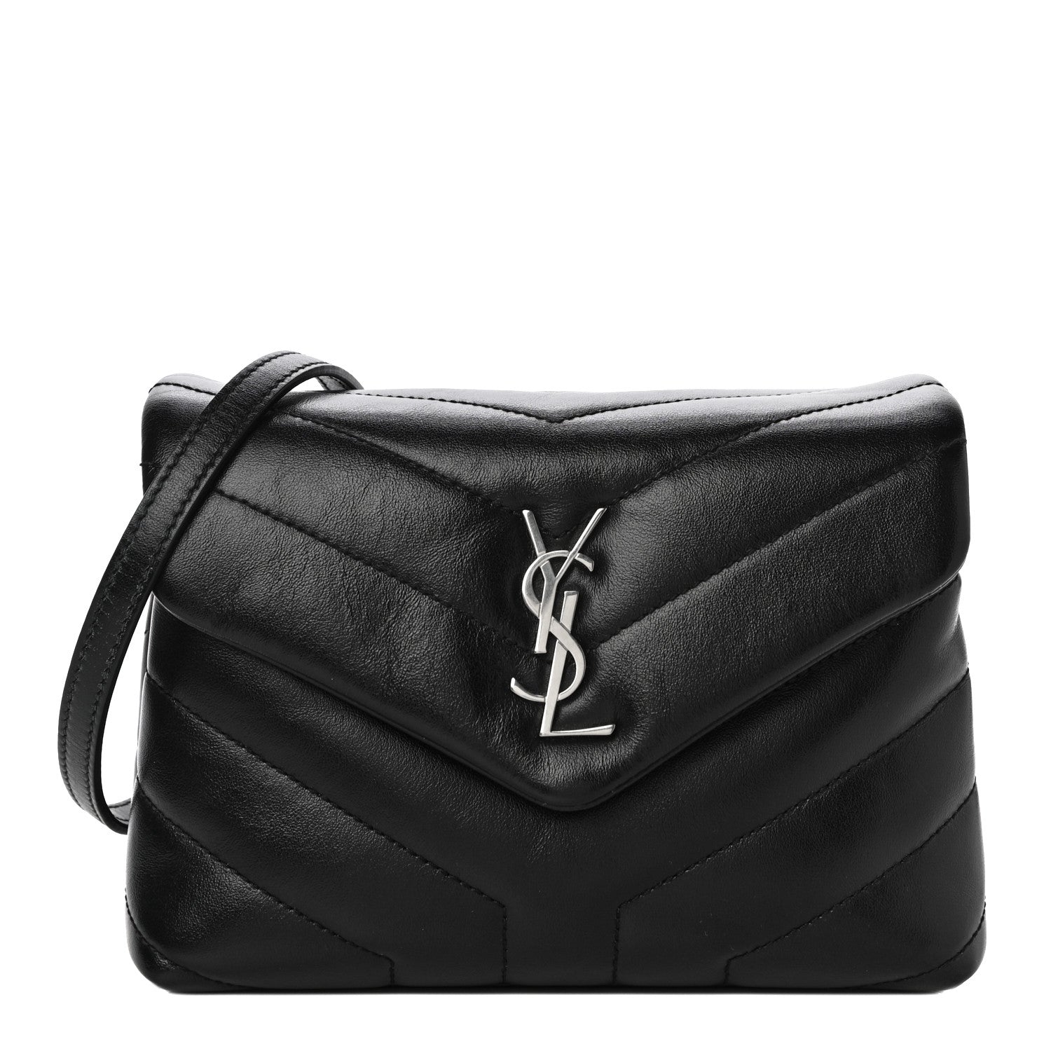 Saint Laurent Calfskin Y Quilted Monogram Toy Loulou Crossbody Bag Black 1 of 13