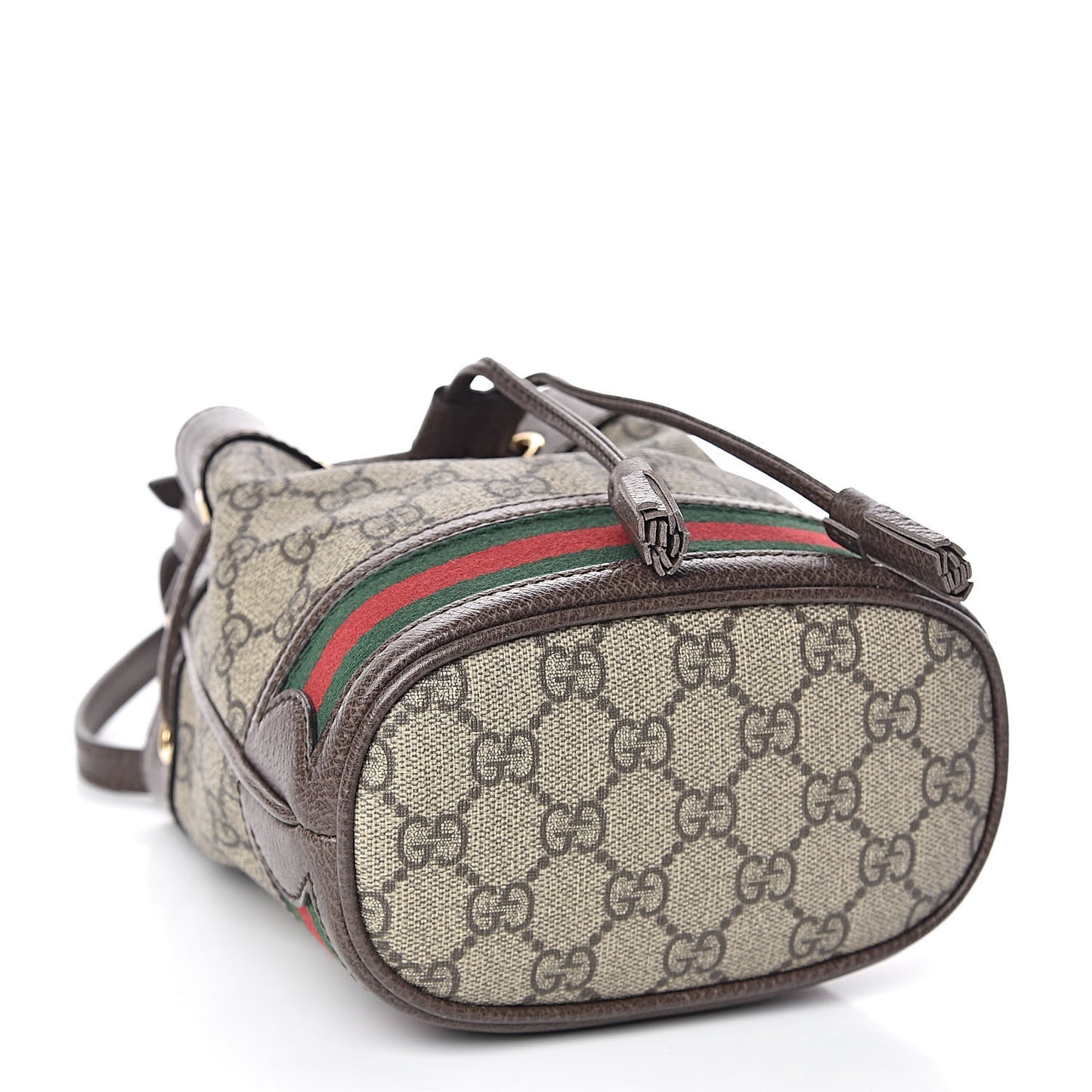 GG Supreme Monogram Web Mini Ophidia Bucket Bag Brown