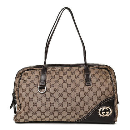 Gucci Monogram New Britt Medium Boston Dark Brown 1 of 11