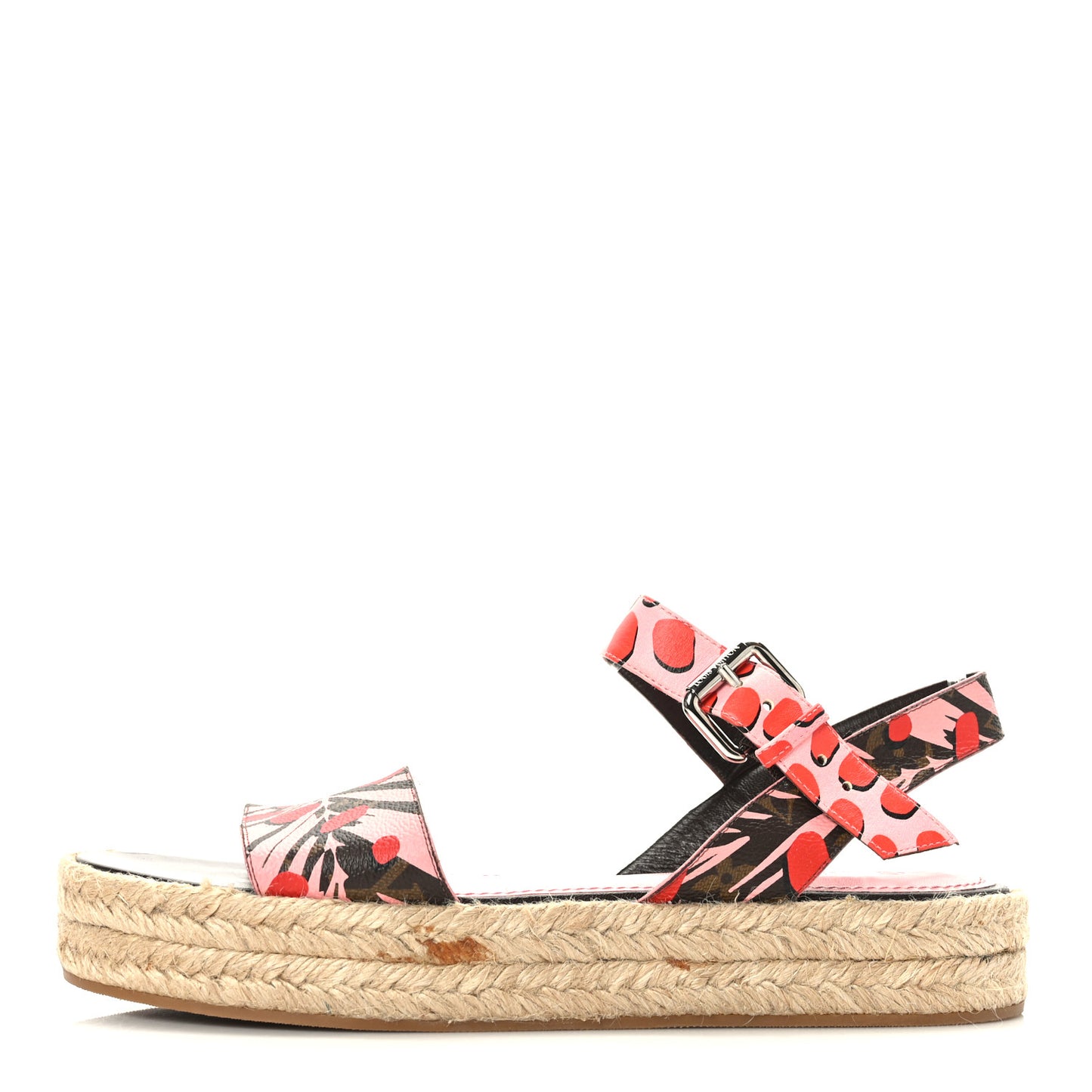 Monogram Jungle Dots Hibiscus Espadrille Sandals 39 Sugar Pink Poppy