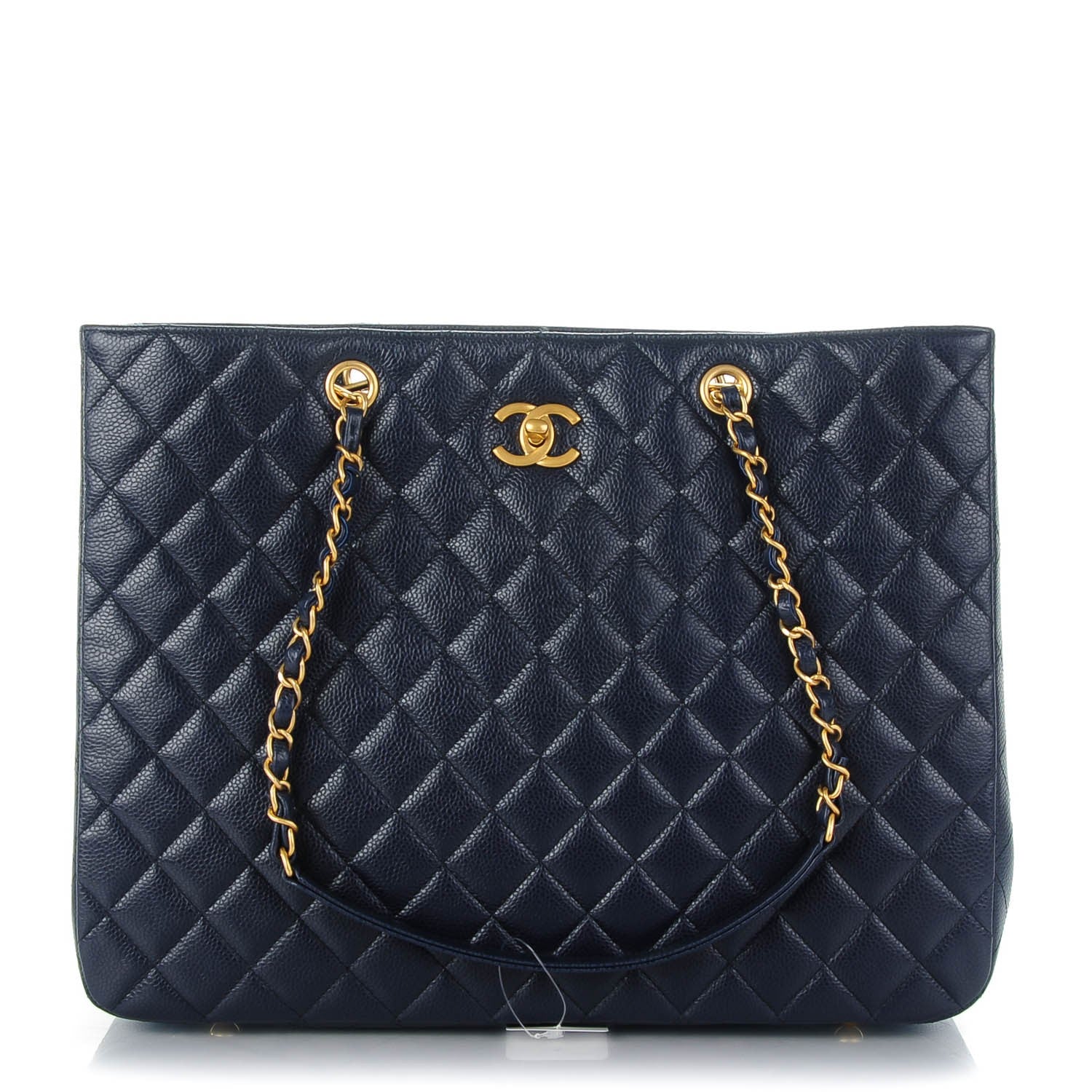 Chanel Caviar Quilted Shopping Tote Navy 1 of 7