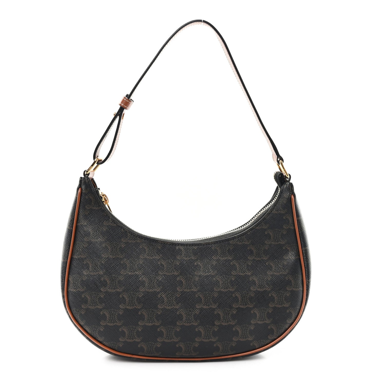 Celine Triomphe Canvas Calfskin Ava Shoulder Bag Tan 1 of 12