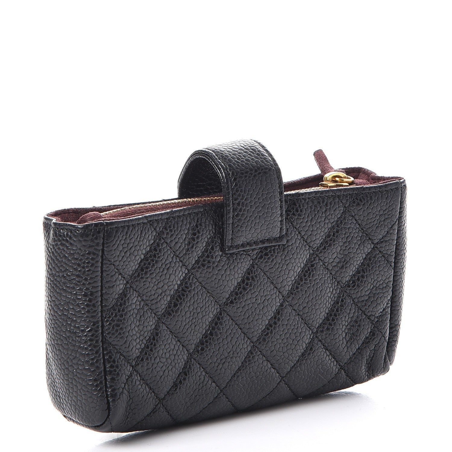 Chanel Caviar Quilted Mini Phone Holder Clutch Black 3 of 7