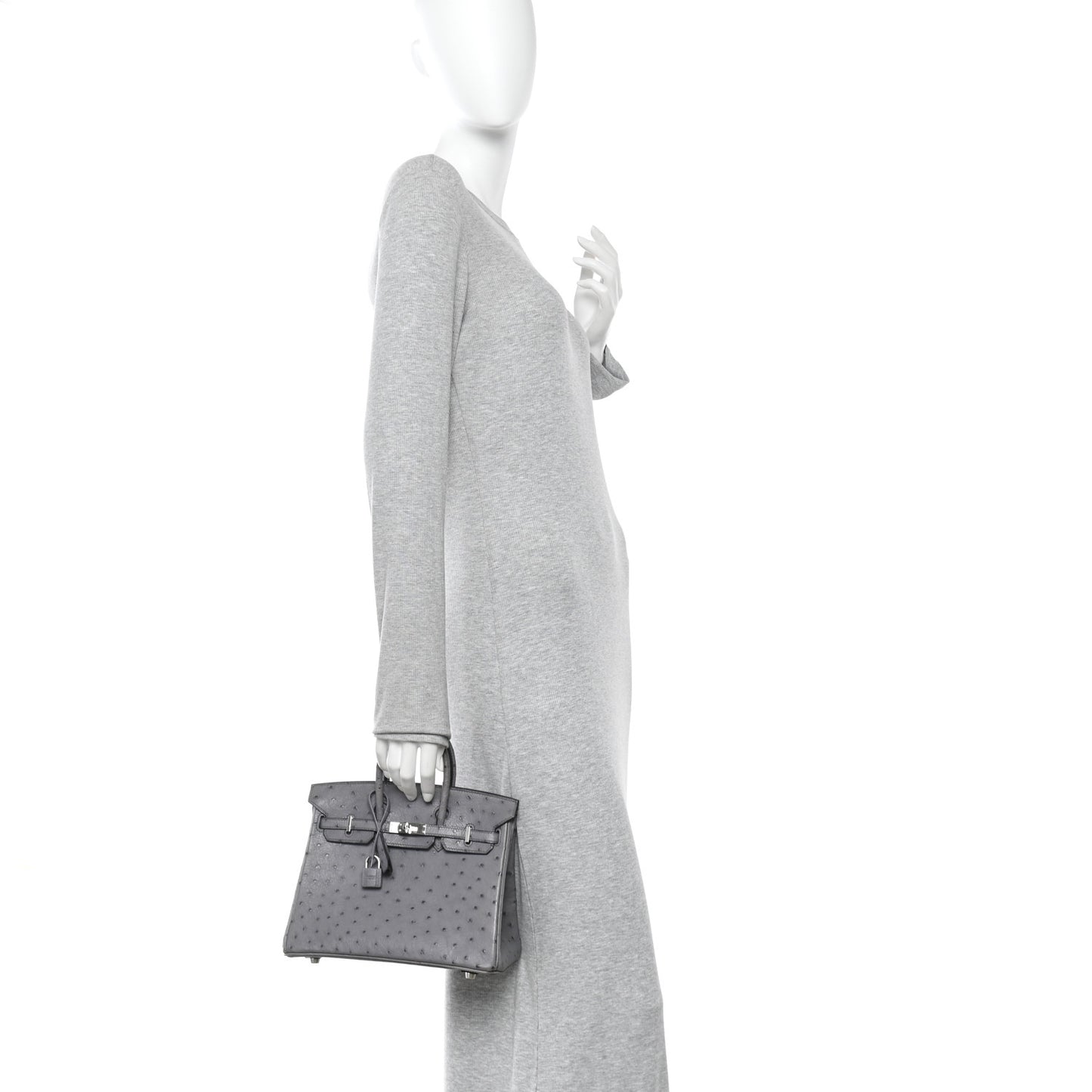 Ostrich Birkin 25 Gris Agate