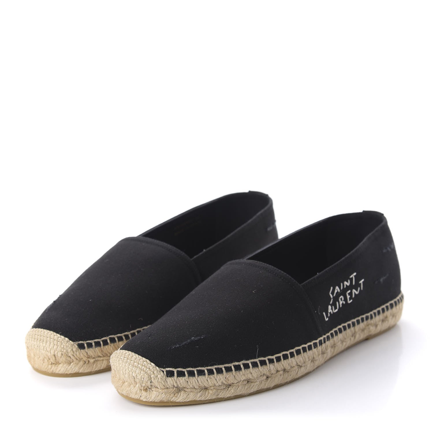 Saint Laurent Canvas Elba Logo Embroidered Espadrilles 43 Black 3 of 9