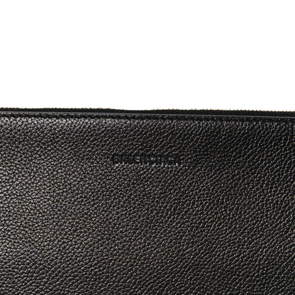 Balenciaga Calfskin Logo Large Cash Pouch With Handle Black White 9 of 9