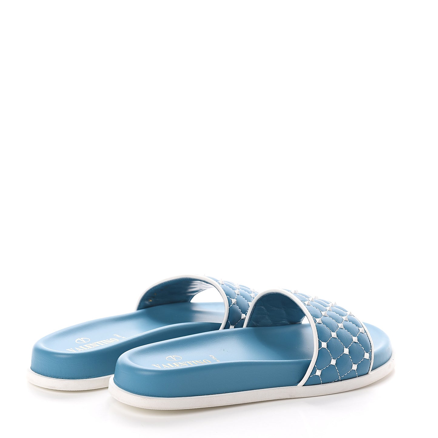 Nappa Free Rockstud Spike Pool Slide Sandals 38 Cerulean
