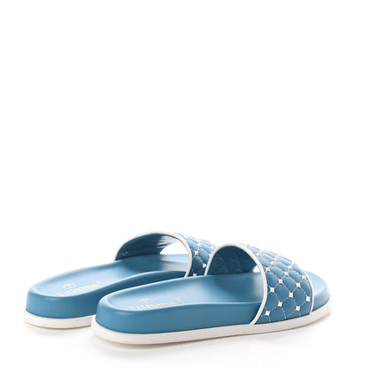 Valentino Garavani Nappa Free Rockstud Spike Pool Slide Sandals 38 Cerulean 4 of 7