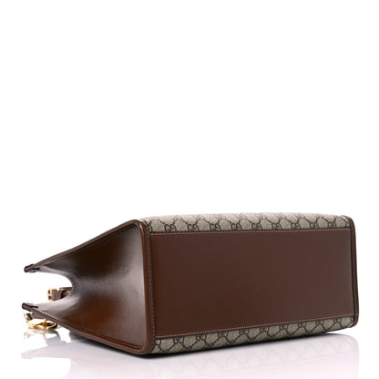 Gucci GG Supreme Monogram Azalea Calfskin Small Retro Interlocking G Tote Bag Beige Ebony Brown Sugar 4 of 18